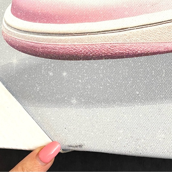 DESIGN DISTRICT STUDIO Wall Art Print Nike Jordans 14x14 Pink Glitter Canvas NEW - Picture 6 of 8